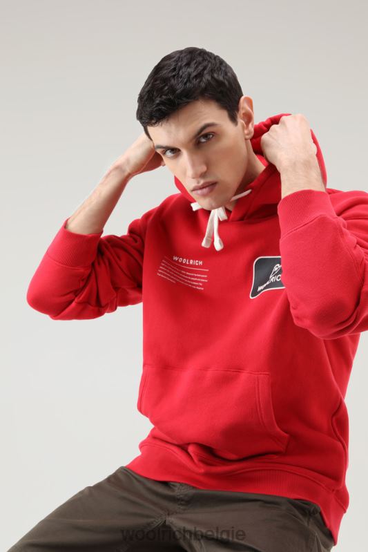 Trails hoodie van puur katoen Woolrich Heren 8TTN0490 Rode lucht kleding