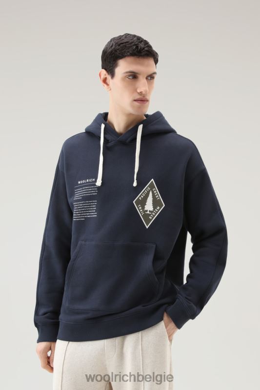 Trails hoodie van puur katoen Woolrich Heren 8TTN0492 Melton blauw kleding