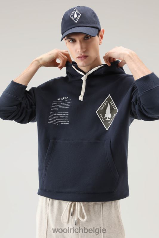 Trails hoodie van puur katoen Woolrich Heren 8TTN0492 Melton blauw kleding