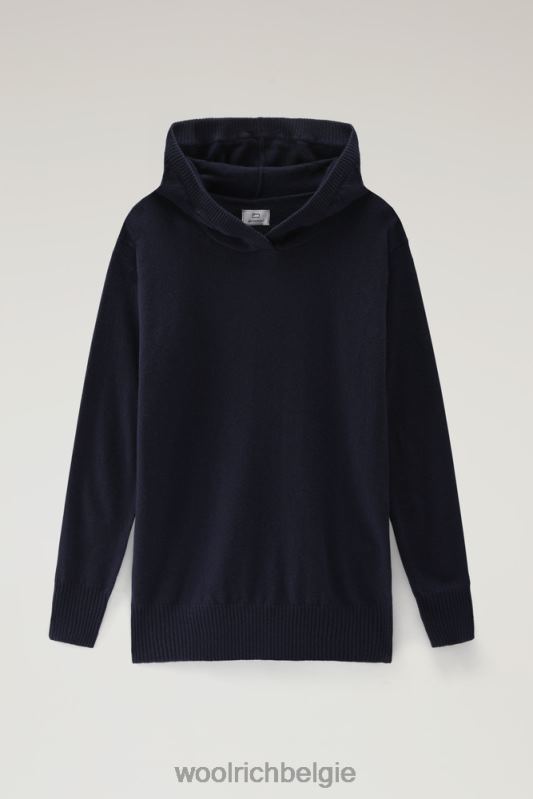 Trui met capuchon van een mix van wol en kasjmier Woolrich vrouwen 8TTN0272 Melton blauw kleding