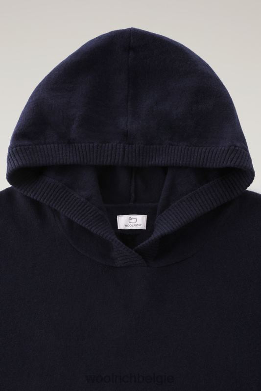 Trui met capuchon van een mix van wol en kasjmier Woolrich vrouwen 8TTN0272 Melton blauw kleding