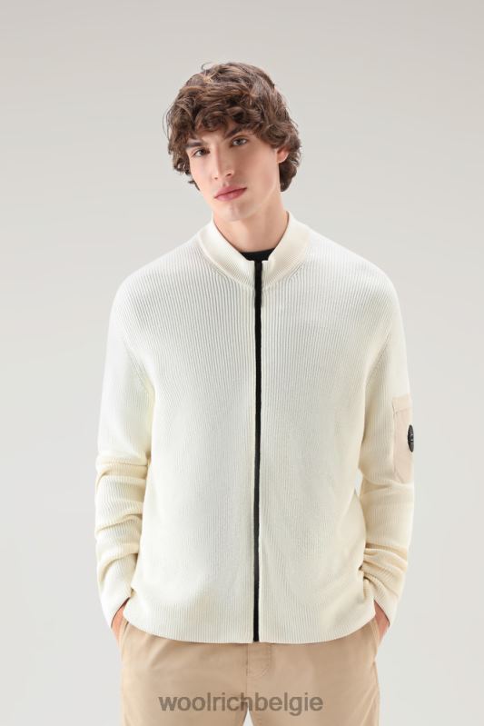 Trui met rits van puur katoen Woolrich Heren 8TTN0402 Helder wit kleding