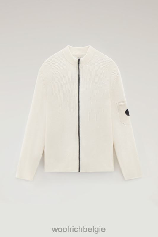 Trui met rits van puur katoen Woolrich Heren 8TTN0402 Helder wit kleding