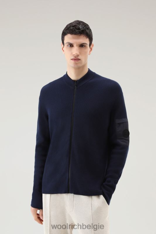 Trui met rits van puur katoen Woolrich Heren 8TTN0569 donker marine kleding