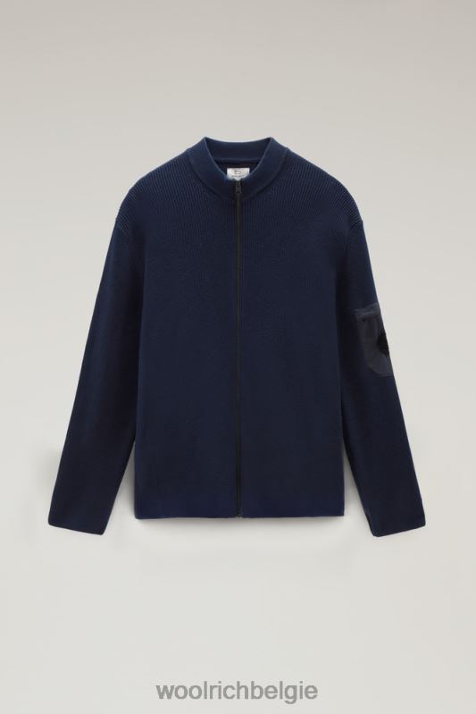 Trui met rits van puur katoen Woolrich Heren 8TTN0569 donker marine kleding