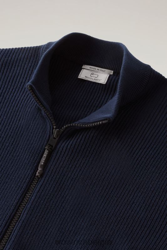 Trui met rits van puur katoen Woolrich Heren 8TTN0569 donker marine kleding