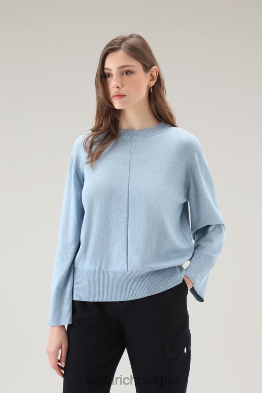Trui met ronde hals van een katoen-kasjmiermix Woolrich vrouwen 8TTN043 bleke indigo-melange kleding