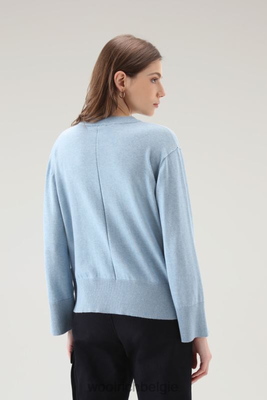 Trui met ronde hals van een katoen-kasjmiermix Woolrich vrouwen 8TTN043 bleke indigo-melange kleding