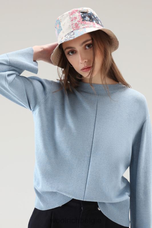 Trui met ronde hals van een katoen-kasjmiermix Woolrich vrouwen 8TTN043 bleke indigo-melange kleding