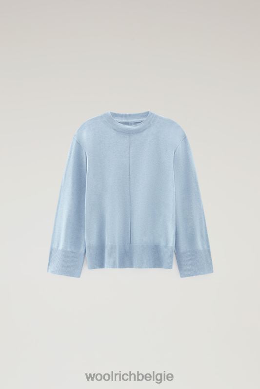 Trui met ronde hals van een katoen-kasjmiermix Woolrich vrouwen 8TTN043 bleke indigo-melange kleding
