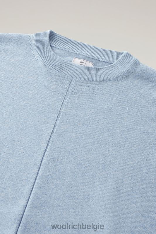 Trui met ronde hals van een katoen-kasjmiermix Woolrich vrouwen 8TTN043 bleke indigo-melange kleding