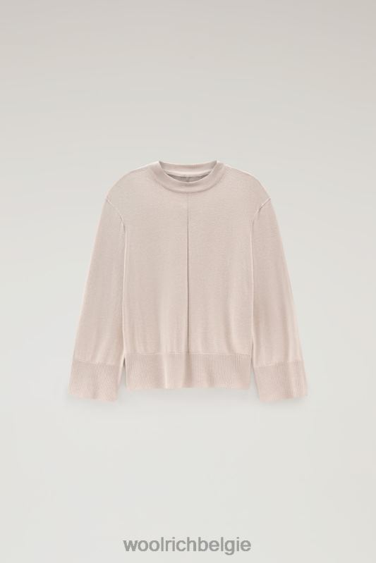 Trui met ronde hals van een katoen-kasjmiermix Woolrich vrouwen 8TTN097 beige gemêleerd kleding