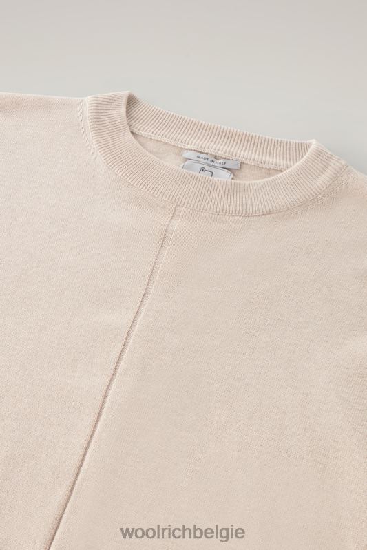 Trui met ronde hals van een katoen-kasjmiermix Woolrich vrouwen 8TTN097 beige gemêleerd kleding