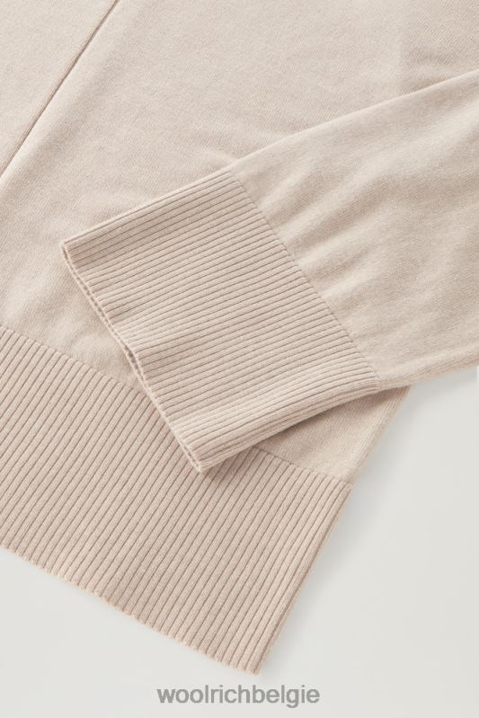 Trui met ronde hals van een katoen-kasjmiermix Woolrich vrouwen 8TTN097 beige gemêleerd kleding