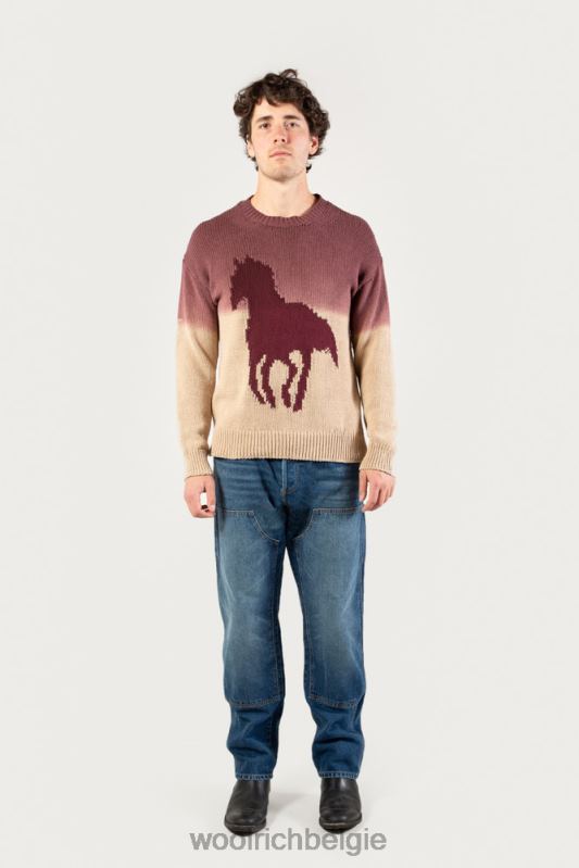 Trui met ronde hals van een katoenmix met ombre-effect - one of the day Woolrich Heren 8TTN0527 zand kleding