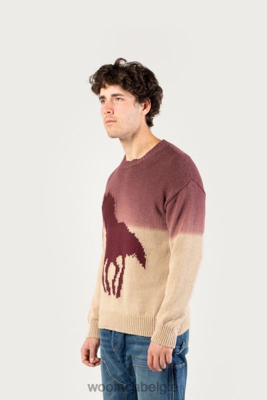 Trui met ronde hals van een katoenmix met ombre-effect - one of the day Woolrich Heren 8TTN0527 zand kleding