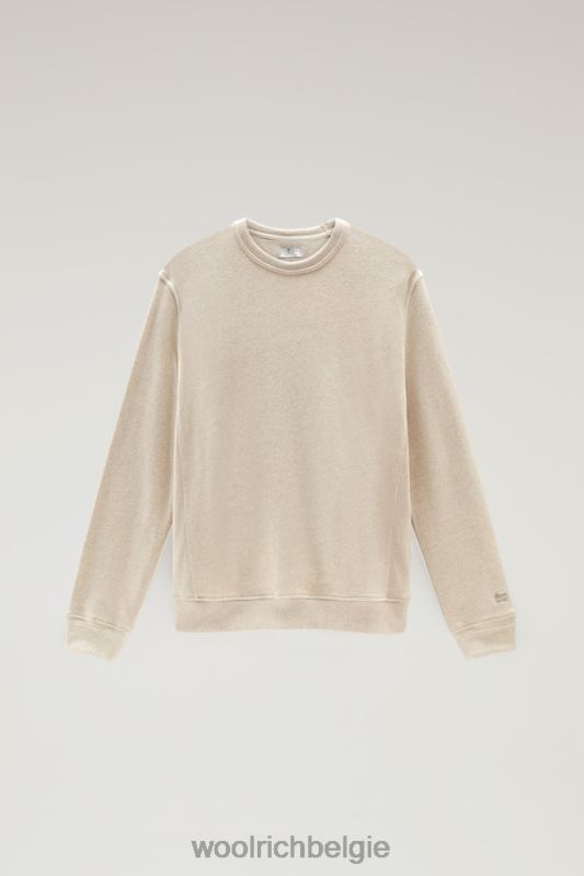 Trui met ronde hals van een linnen-katoenfleecemix Woolrich Heren 8TTN0602 strandzand kleding