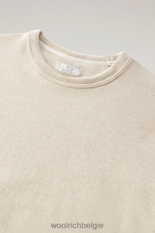 Trui met ronde hals van een linnen-katoenfleecemix Woolrich Heren 8TTN0602 strandzand kleding