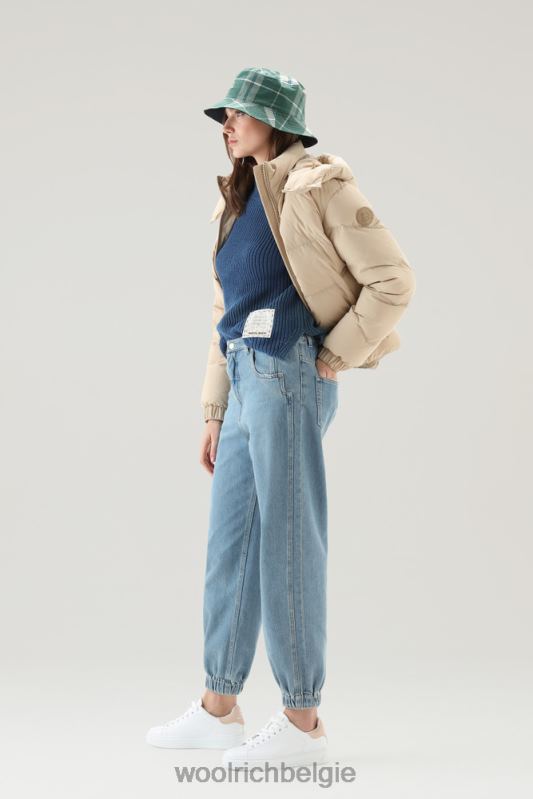 Trui met ronde hals van zuiver katoen met natuurlijke kledingkleurstofafwerking Woolrich vrouwen 8TTN0129 indigo kleding