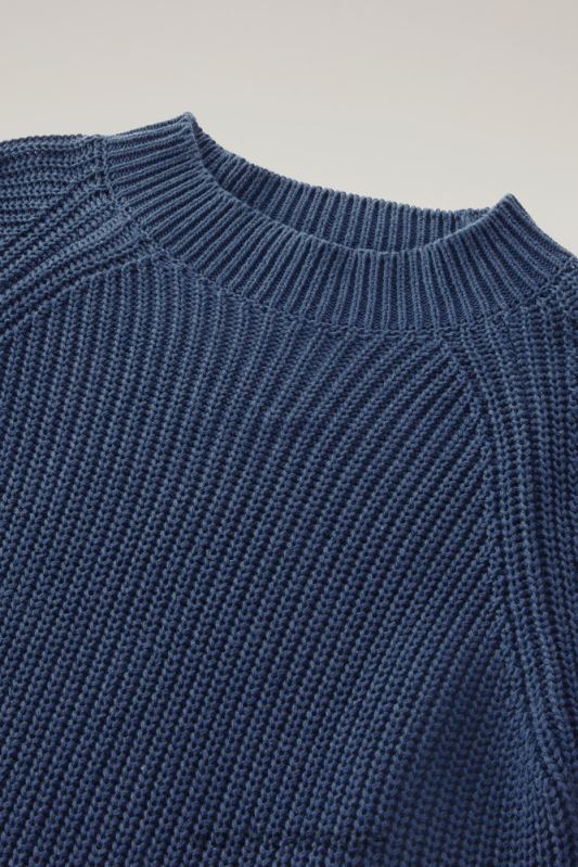 Trui met ronde hals van zuiver katoen met natuurlijke kledingkleurstofafwerking Woolrich vrouwen 8TTN0129 indigo kleding
