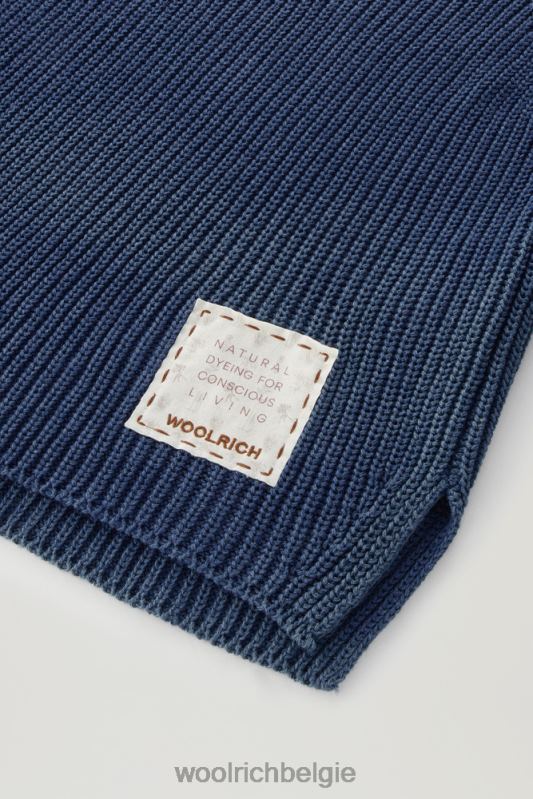 Trui met ronde hals van zuiver katoen met natuurlijke kledingkleurstofafwerking Woolrich vrouwen 8TTN0129 indigo kleding