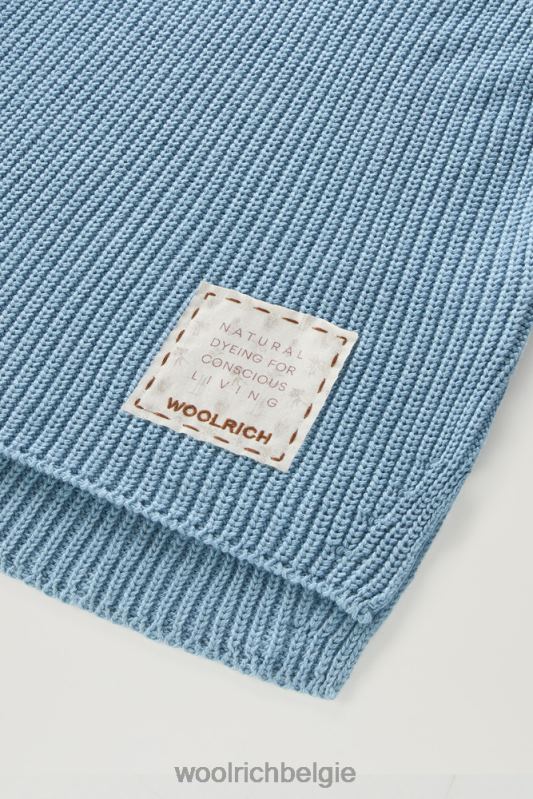 Trui met ronde hals van zuiver katoen met natuurlijke kledingkleurstofafwerking Woolrich vrouwen 8TTN0131 bleek indigo kleding