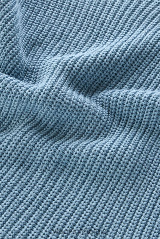 Trui met ronde hals van zuiver katoen met natuurlijke kledingkleurstofafwerking Woolrich vrouwen 8TTN0131 bleek indigo kleding