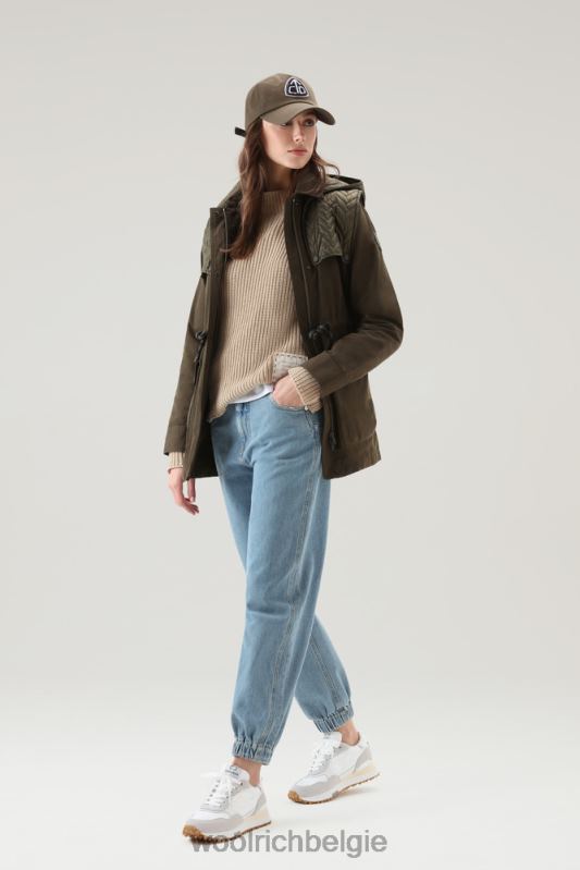Trui met ronde hals van zuiver katoen met natuurlijke kledingkleurstofafwerking Woolrich vrouwen 8TTN0136 melkachtige crème kleding