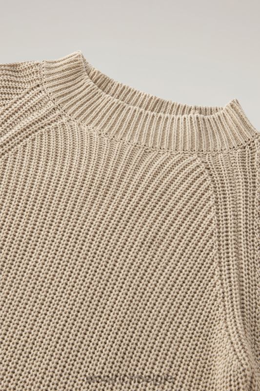Trui met ronde hals van zuiver katoen met natuurlijke kledingkleurstofafwerking Woolrich vrouwen 8TTN0136 melkachtige crème kleding