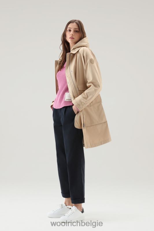 Trui met ronde hals van zuiver katoen met natuurlijke kledingkleurstofafwerking Woolrich vrouwen 8TTN073 rokerige roos kleding
