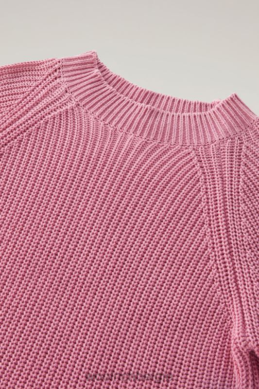 Trui met ronde hals van zuiver katoen met natuurlijke kledingkleurstofafwerking Woolrich vrouwen 8TTN073 rokerige roos kleding