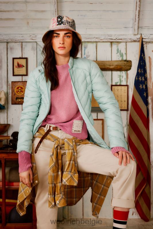 Trui met ronde hals van zuiver katoen met natuurlijke kledingkleurstofafwerking Woolrich vrouwen 8TTN073 rokerige roos kleding