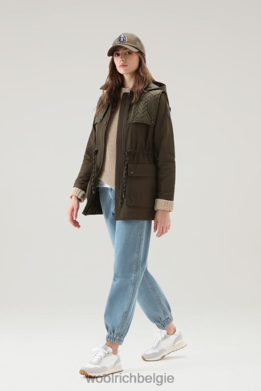 Utility-jack van zacht eco-ramar met capuchon Woolrich vrouwen 8TTN047 donkergroen kleding