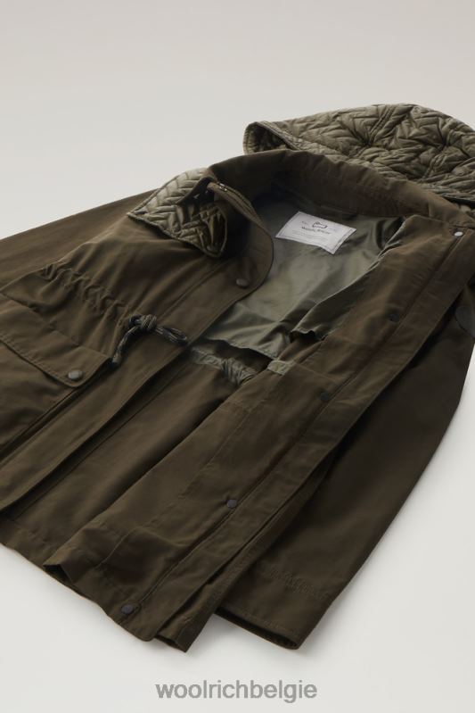 Utility-jack van zacht eco-ramar met capuchon Woolrich vrouwen 8TTN047 donkergroen kleding
