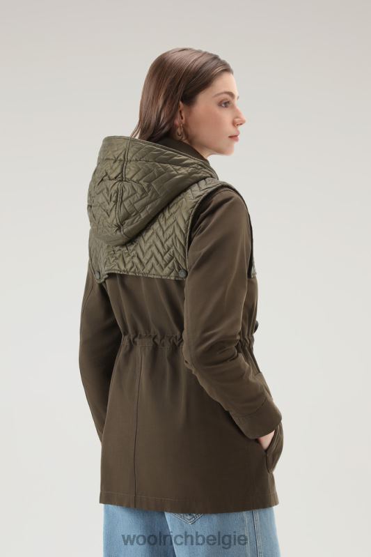 Utility-jack van zacht eco-ramar met capuchon Woolrich vrouwen 8TTN047 donkergroen kleding