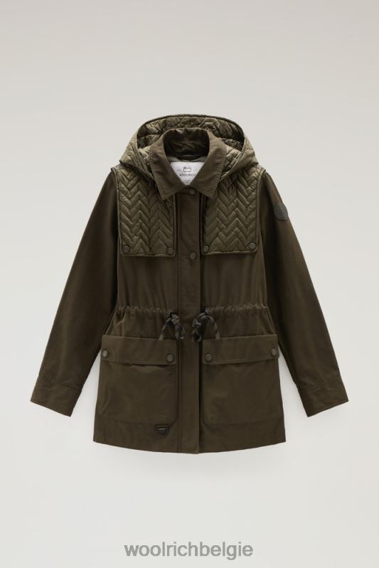 Utility-jack van zacht eco-ramar met capuchon Woolrich vrouwen 8TTN047 donkergroen kleding
