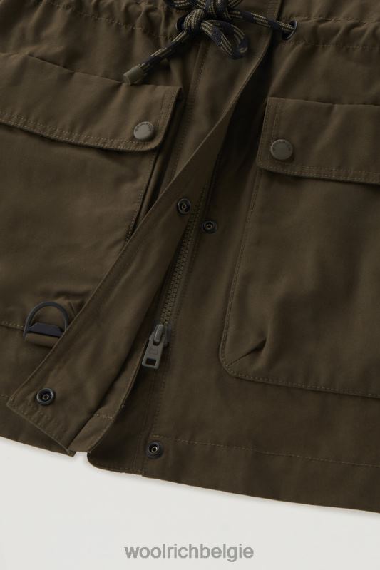 Utility-jack van zacht eco-ramar met capuchon Woolrich vrouwen 8TTN047 donkergroen kleding