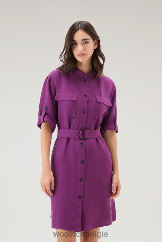 Utility-jurk met riem van een linnenmix Woolrich vrouwen 8TTN0132 charisma paars kleding