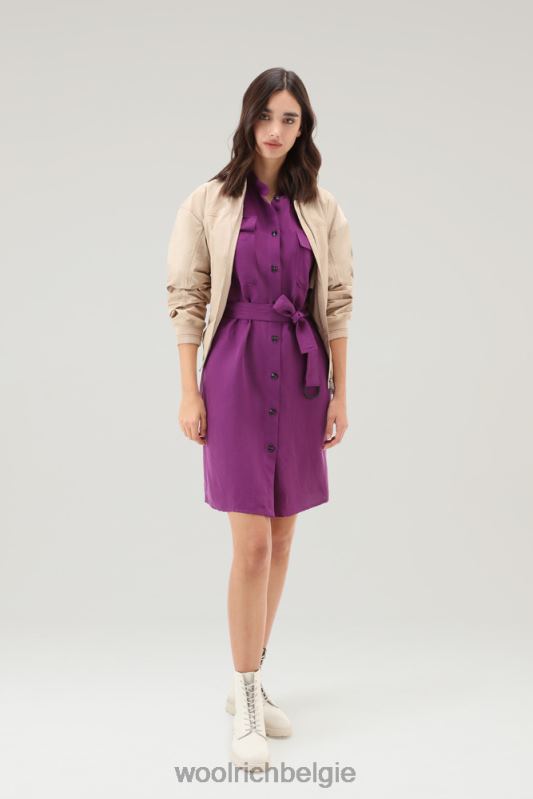 Utility-jurk met riem van een linnenmix Woolrich vrouwen 8TTN0132 charisma paars kleding