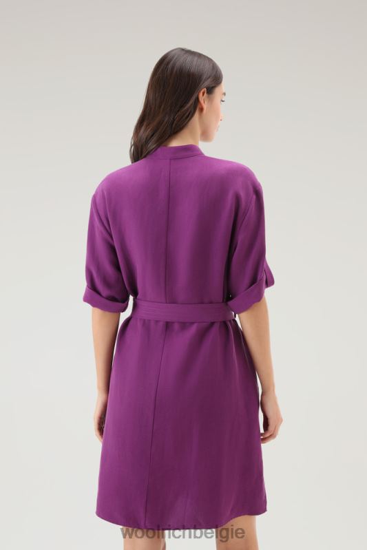 Utility-jurk met riem van een linnenmix Woolrich vrouwen 8TTN0132 charisma paars kleding