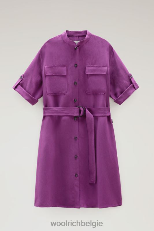 Utility-jurk met riem van een linnenmix Woolrich vrouwen 8TTN0132 charisma paars kleding