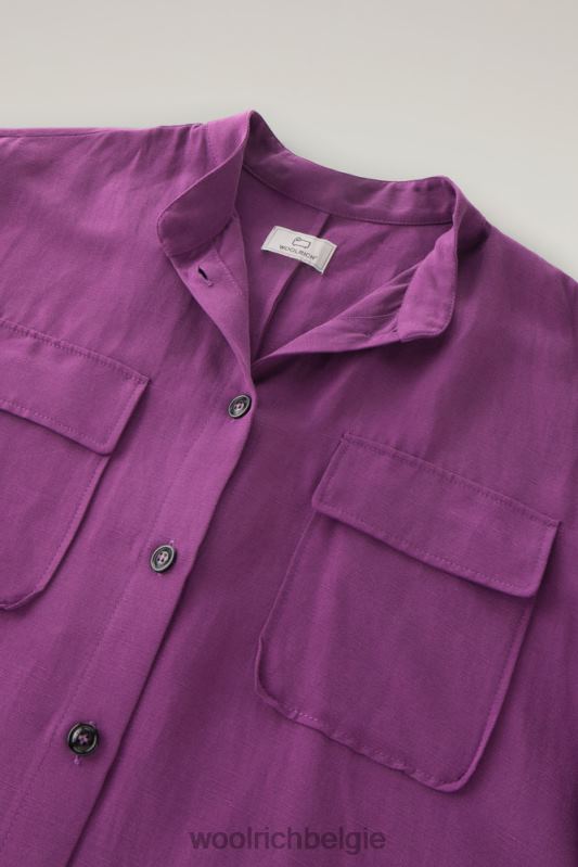 Utility-jurk met riem van een linnenmix Woolrich vrouwen 8TTN0132 charisma paars kleding
