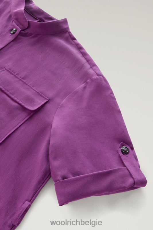 Utility-jurk met riem van een linnenmix Woolrich vrouwen 8TTN0132 charisma paars kleding