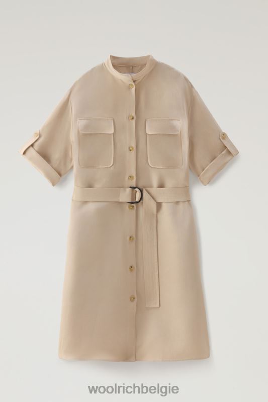 Utility-jurk met riem van een linnenmix Woolrich vrouwen 8TTN0183 veer beige kleding