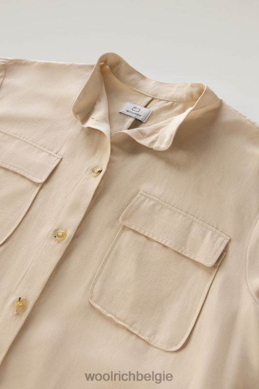 Utility-jurk met riem van een linnenmix Woolrich vrouwen 8TTN0183 veer beige kleding