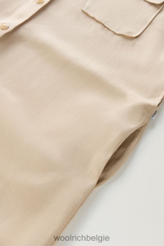 Utility-jurk met riem van een linnenmix Woolrich vrouwen 8TTN0183 veer beige kleding