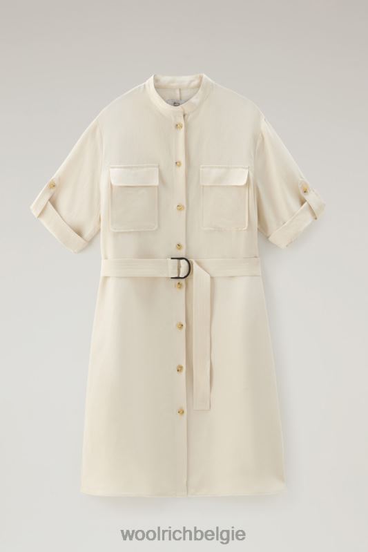 Utility-jurk met riem van een linnenmix Woolrich vrouwen 8TTN051 melkachtige crème kleding