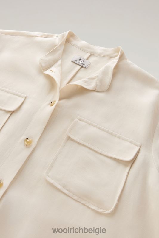 Utility-jurk met riem van een linnenmix Woolrich vrouwen 8TTN051 melkachtige crème kleding