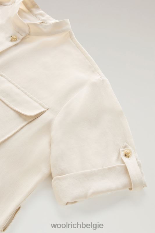 Utility-jurk met riem van een linnenmix Woolrich vrouwen 8TTN051 melkachtige crème kleding