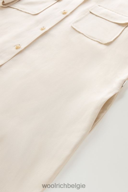 Utility-jurk met riem van een linnenmix Woolrich vrouwen 8TTN051 melkachtige crème kleding
